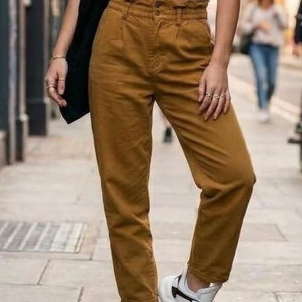BDG Urban Brown Paperbag Waist Tapered Pants Size XS Minimalist streetwear